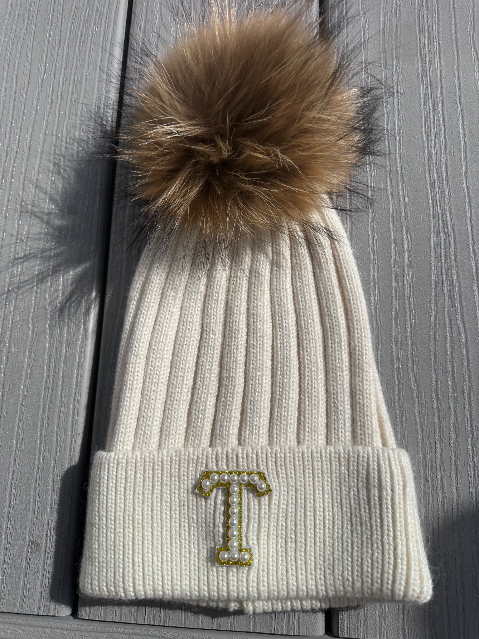 Knit Hat w/ Angora Pom Pom