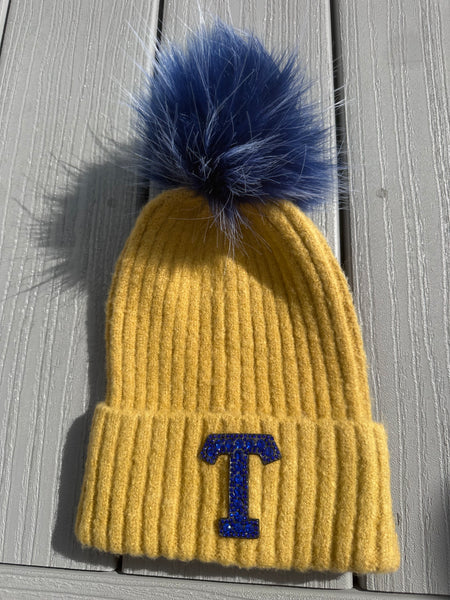 Knit Hat w/ Angora Pom Pom
