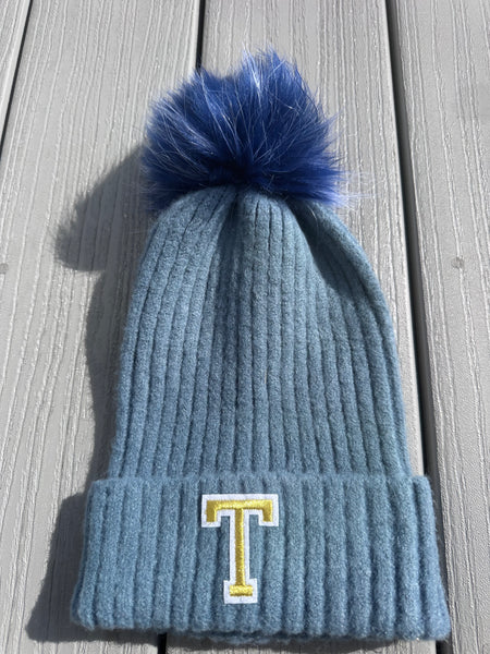 Knit Hat w/ Angora Pom Pom