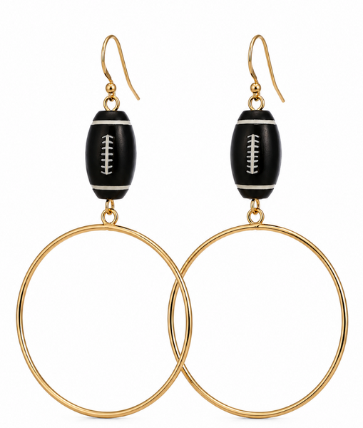 CLEARANCE Gold Dangle Football Earrings