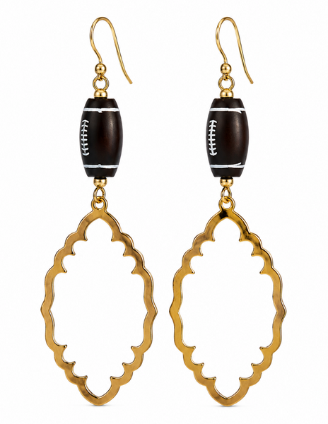 CLEARANCE Gold Dangle Football Earrings