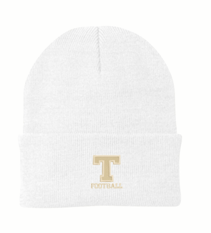 White or Navy Knit Beanie