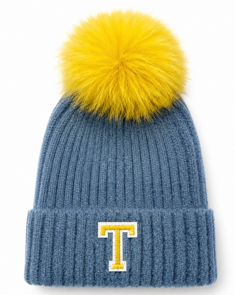 Knit Hat w/ Angora Pom Pom