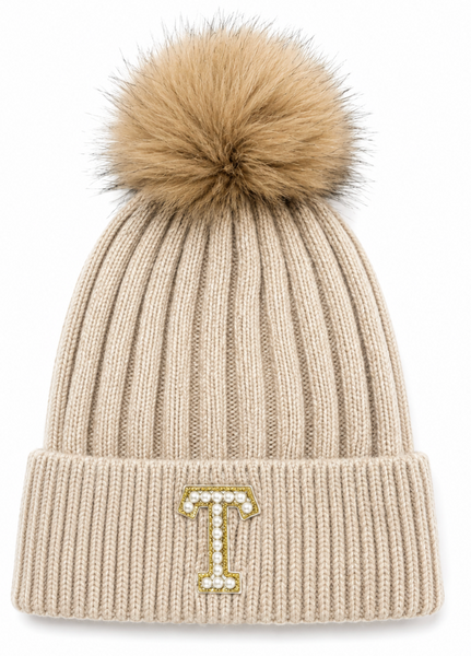 Knit Hat w/ Angora Pom Pom
