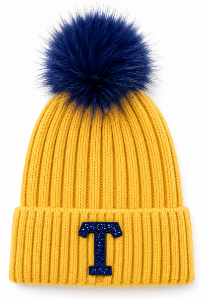 Knit Hat w/ Angora Pom Pom
