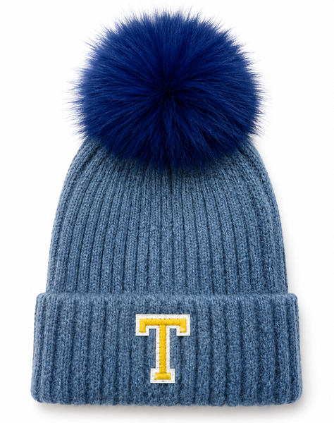 Knit Hat w/ Angora Pom Pom