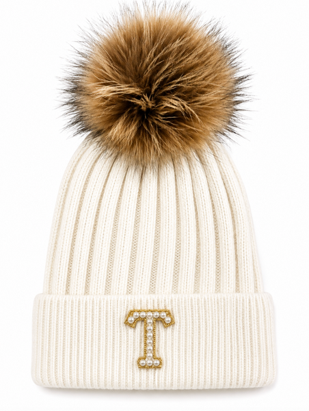 Knit Hat w/ Angora Pom Pom